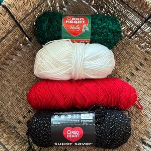 Red Heart Used Yarn Skeins/Lot of 4